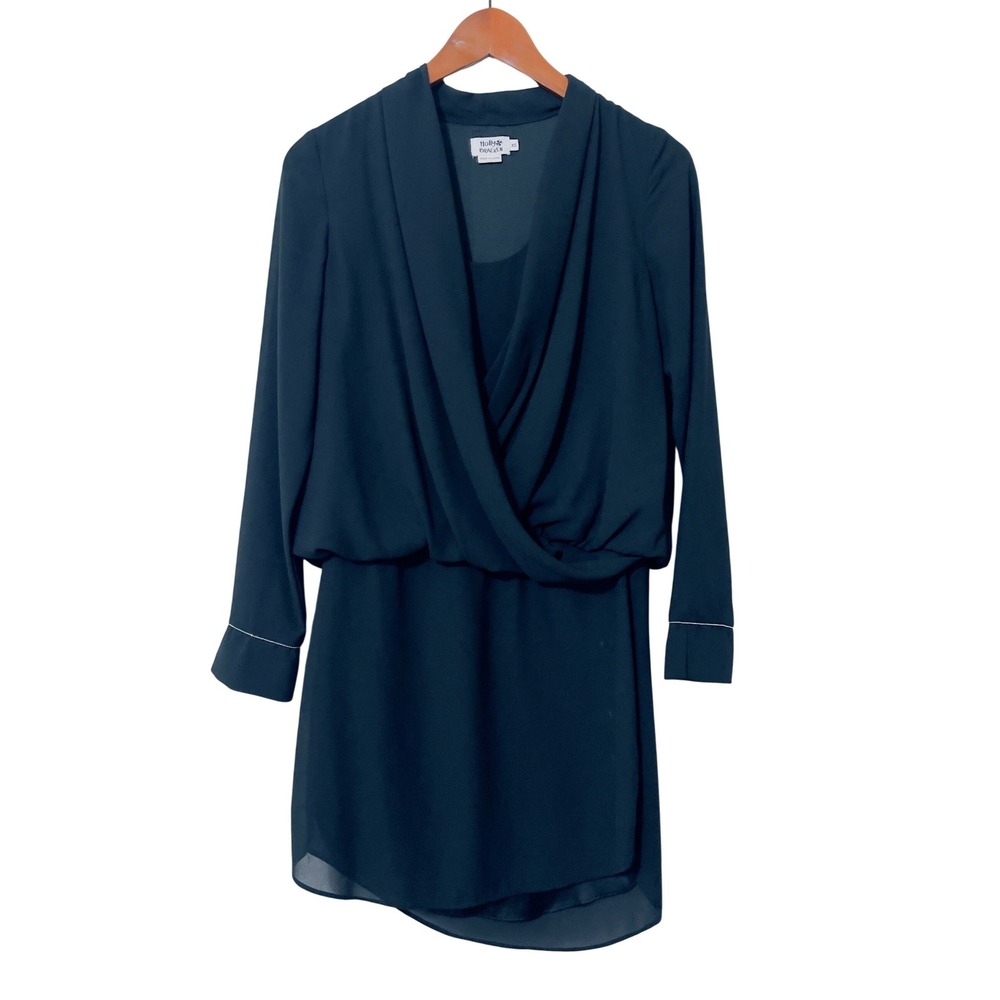 Molly Bracken Womens Surplice Black Dress EXTRA SMALL Minimalist Event Classic‎